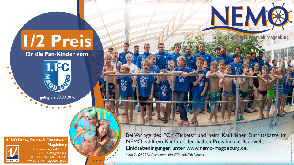 Baden Zum 1 2 Preis Fur Kleine Fans Des 1 Fcm Nemo Magdeburg